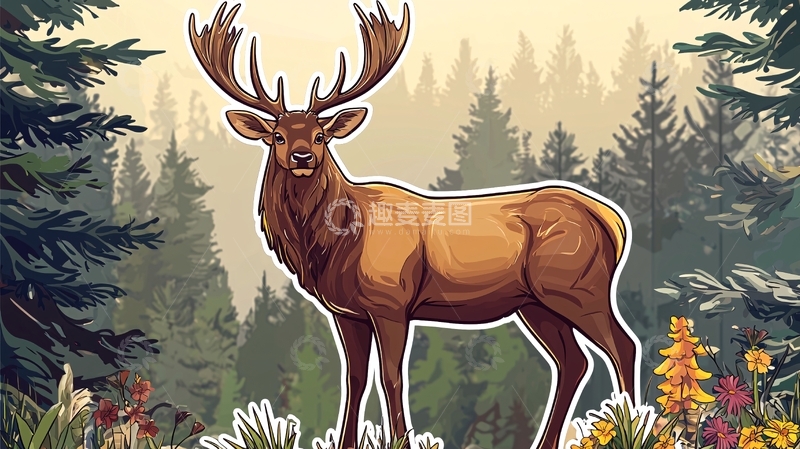 高清大图下载【趣麦麦图】森林雄鹿