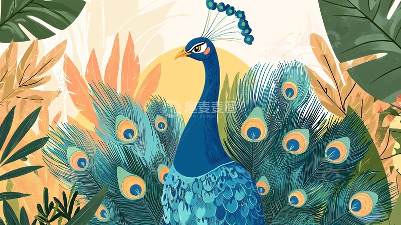 高清大图下载【趣麦麦图】孔雀开屏