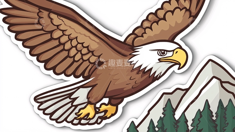 高清大图下载【趣麦麦图】飞翔的雄鹰与山峰