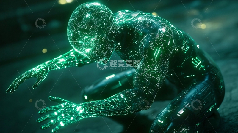 高清大图下载【趣麦麦图】发光人形科技感轮廓