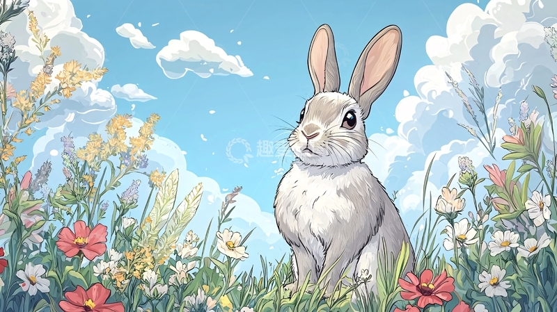 高清大图下载【趣麦麦图】春日田园小兔