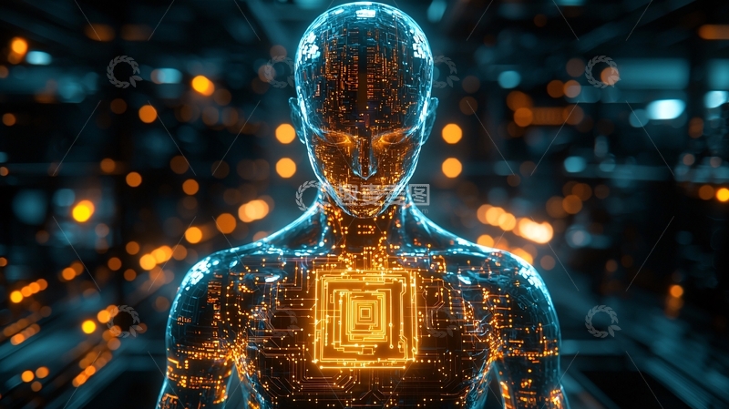 高清大图下载【趣麦麦图】未来科技感人形机器人