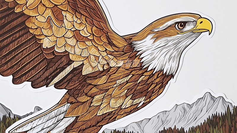 高清大图下载【趣麦麦图】展翅翱翔的雄鹰图画