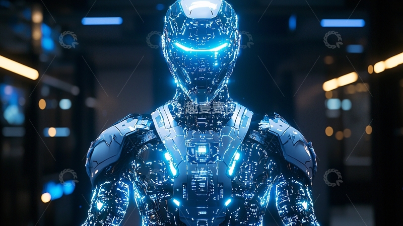 高清大图下载【趣麦麦图】蓝光闪烁的未来机器人