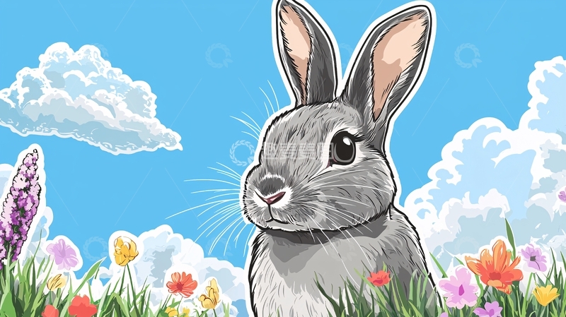 高清大图下载【趣麦麦图】可爱灰色兔子