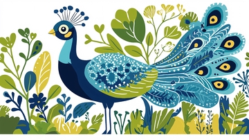 蓝孔雀图案