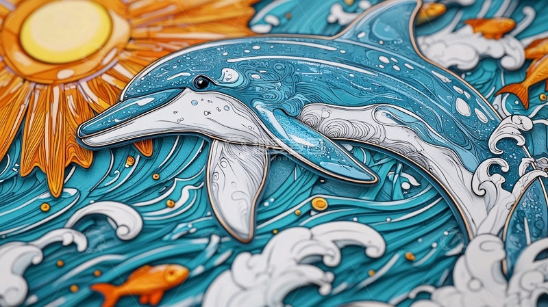 高清大图下载【趣麦麦图】海豚跃出海面