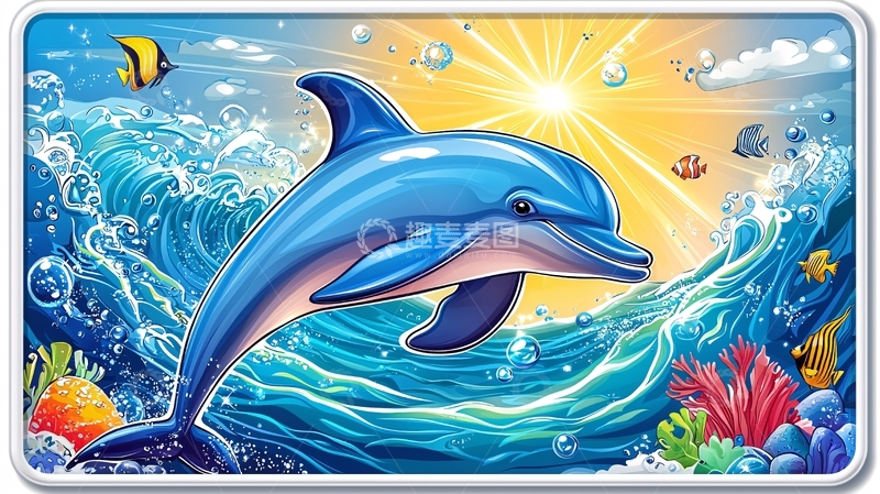 高清大图下载【趣麦麦图】卡通海豚