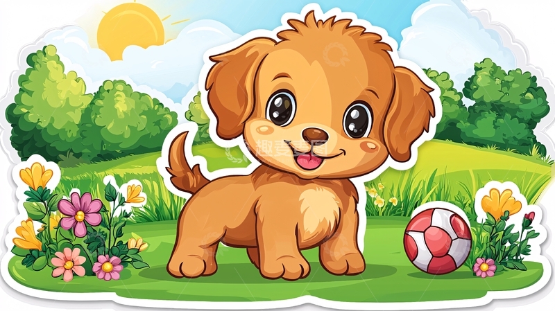 高清大图下载【趣麦麦图】可爱小狗公园玩耍