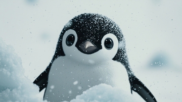 可爱的小企鹅在雪地里