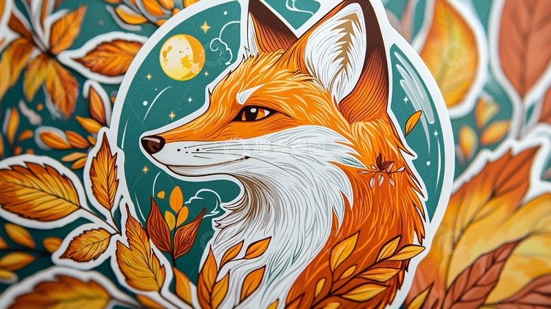 高清大图下载【趣麦麦图】秋日狐狸贴纸