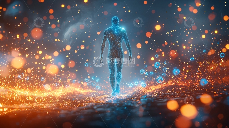 高清大图下载【趣麦麦图】蓝色人影漫步星光