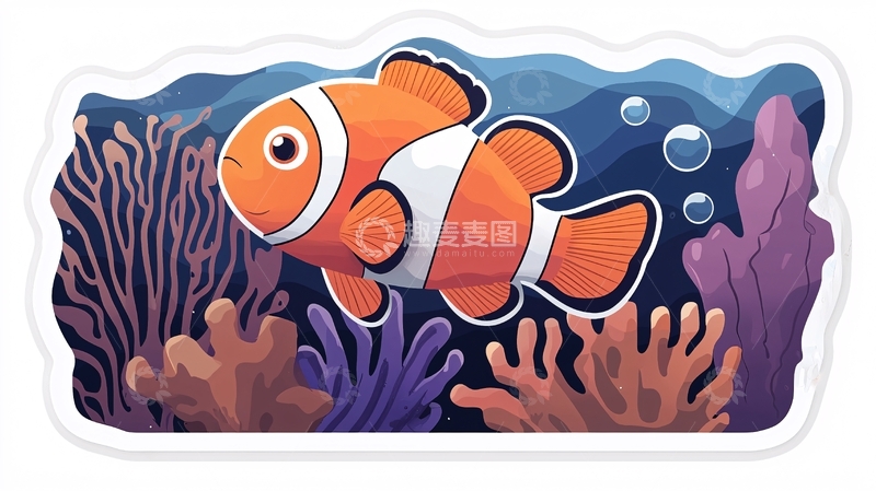 高清大图下载【趣麦麦图】卡通小丑鱼