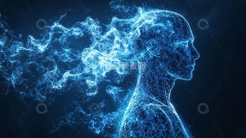 高清大图下载【趣麦麦图】蓝色能量人像侧面