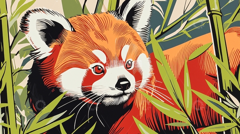 高清大图下载【趣麦麦图】红熊猫在竹林里