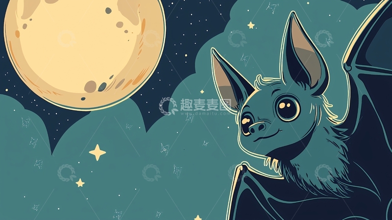 高清大图下载【趣麦麦图】可爱卡通蝙蝠