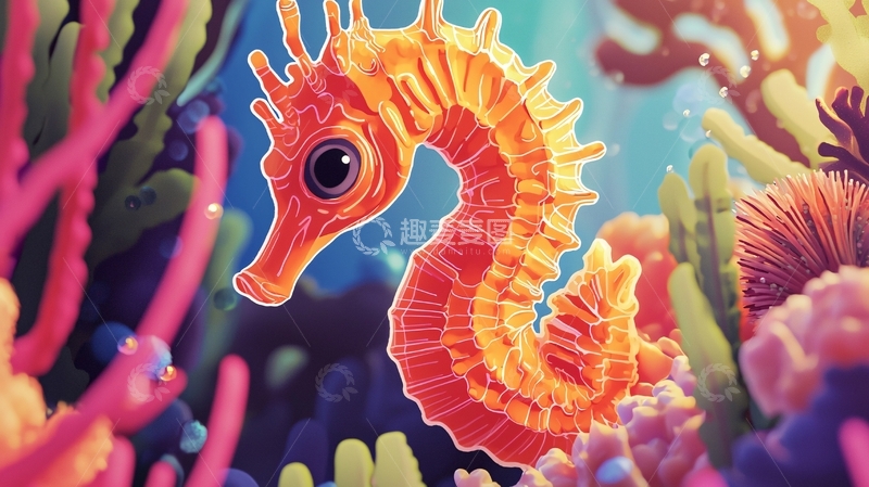 高清大图下载【趣麦麦图】卡通海马