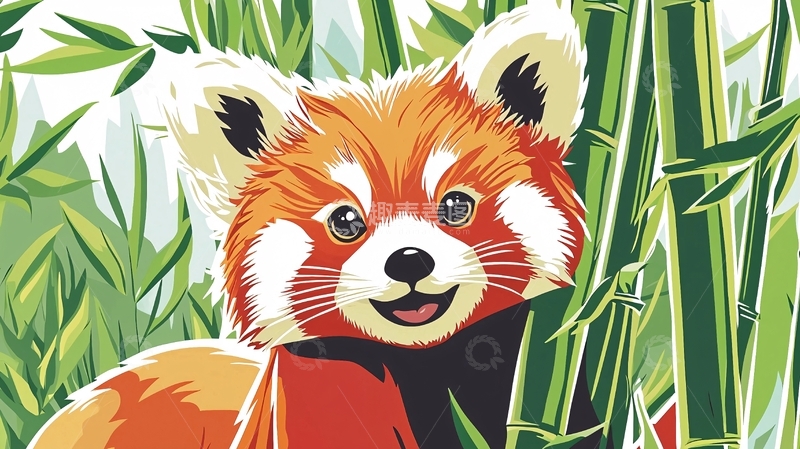 高清大图下载【趣麦麦图】小熊猫卡通图