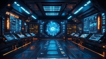 未来科技感控制室