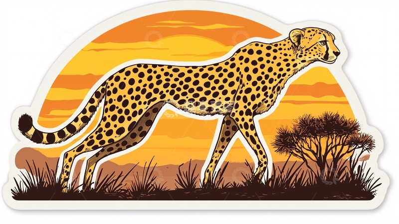 高清大图下载【趣麦麦图】猎豹日落剪影