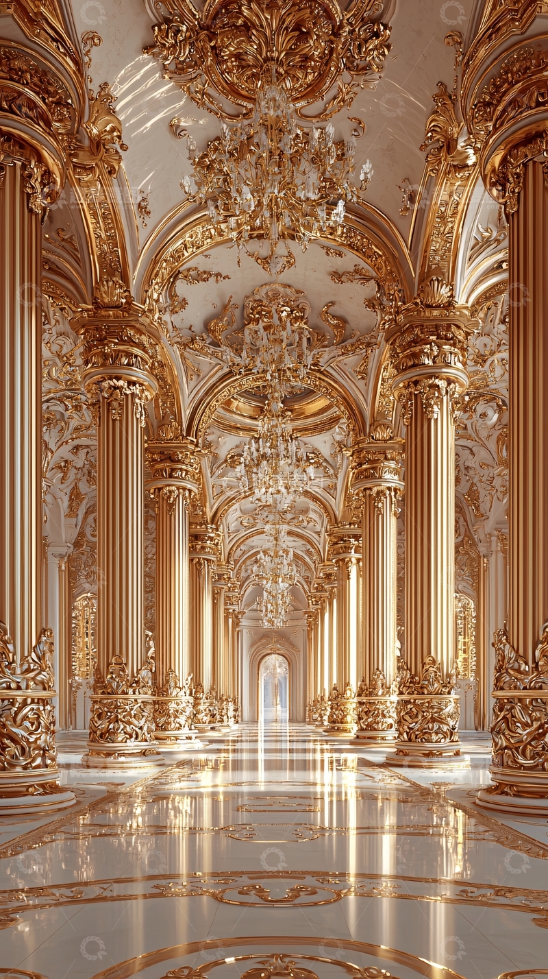 高清大图下载【趣麦麦图】金碧辉煌的古典宫殿长廊