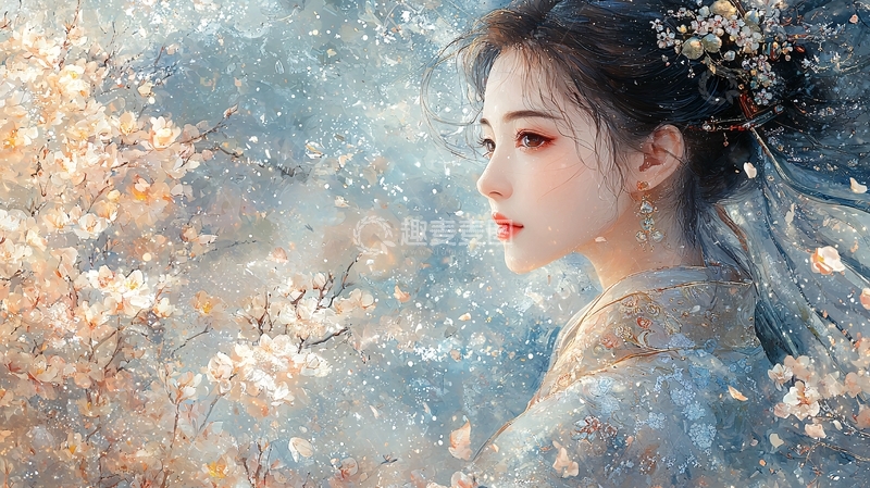 高清大图下载【趣麦麦图】唯美古风女子侧颜