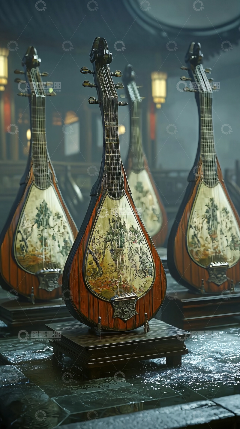 高清大图下载【趣麦麦图】古色古香的琵琶