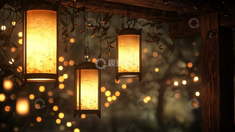 高清大图下载【趣麦麦图】暖色调长条形吊灯