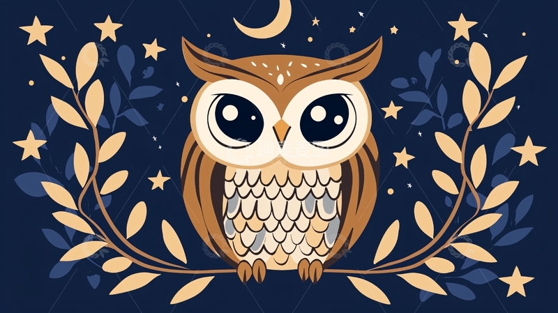 高清大图下载【趣麦麦图】卡通猫头鹰