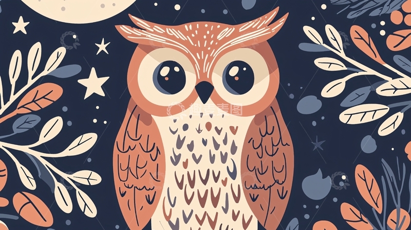 高清大图下载【趣麦麦图】卡通可爱猫头鹰