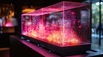 透明箱子中的绚丽光点