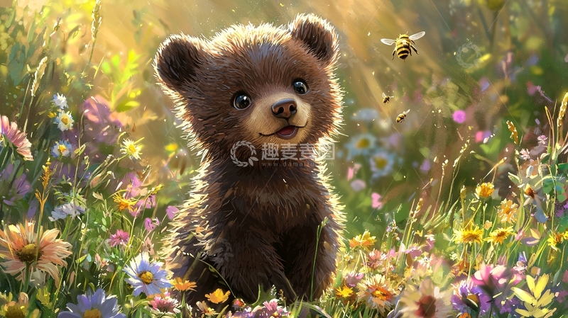 高清大图下载【趣麦麦图】阳光下的小熊