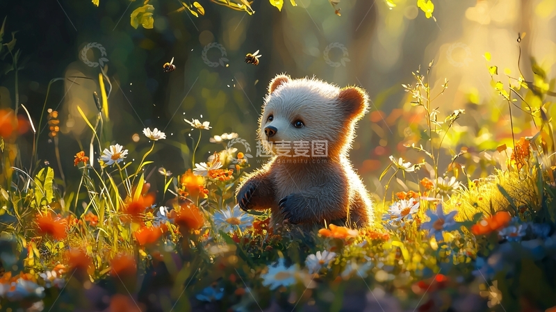 高清大图下载【趣麦麦图】森林里的小熊