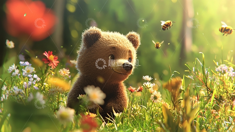 高清大图下载【趣麦麦图】森林里的小熊