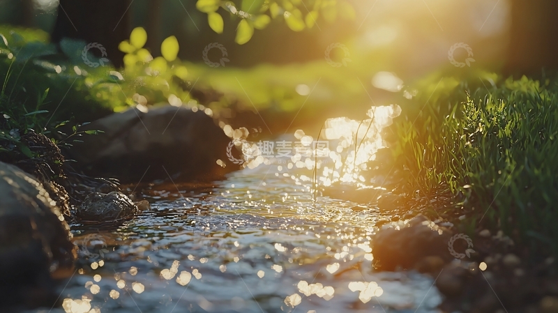 高清大图下载【趣麦麦图】阳光洒在溪流上
