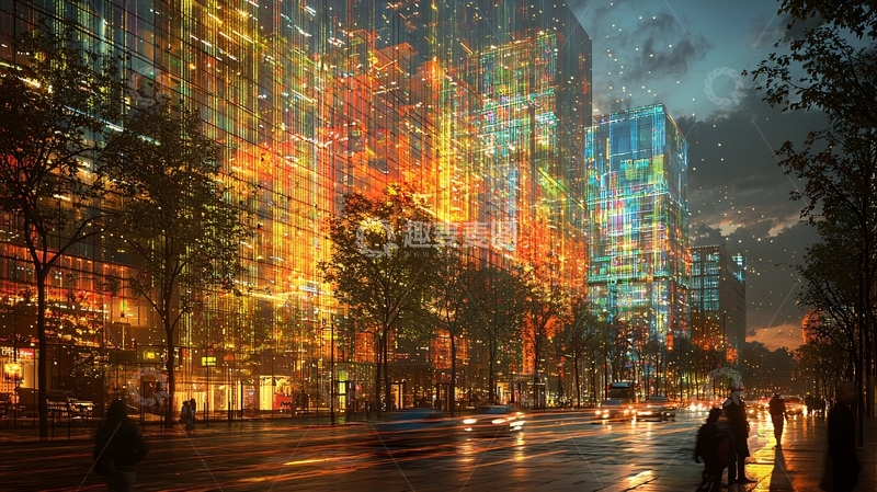 高清大图下载【趣麦麦图】繁华城市夜景建筑街道