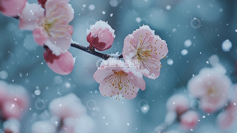高清大图下载【趣麦麦图】雪中梅花