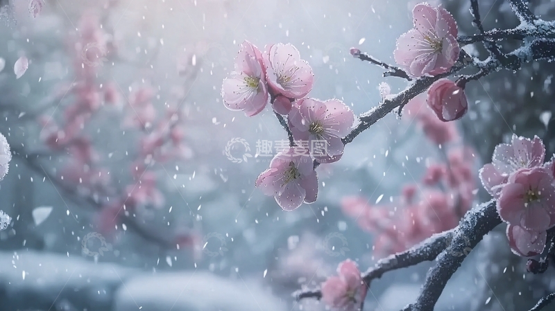 高清大图下载【趣麦麦图】雪中梅花
