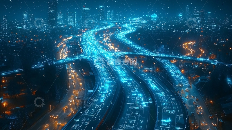 高清大图下载【趣麦麦图】城市夜景车流光轨
