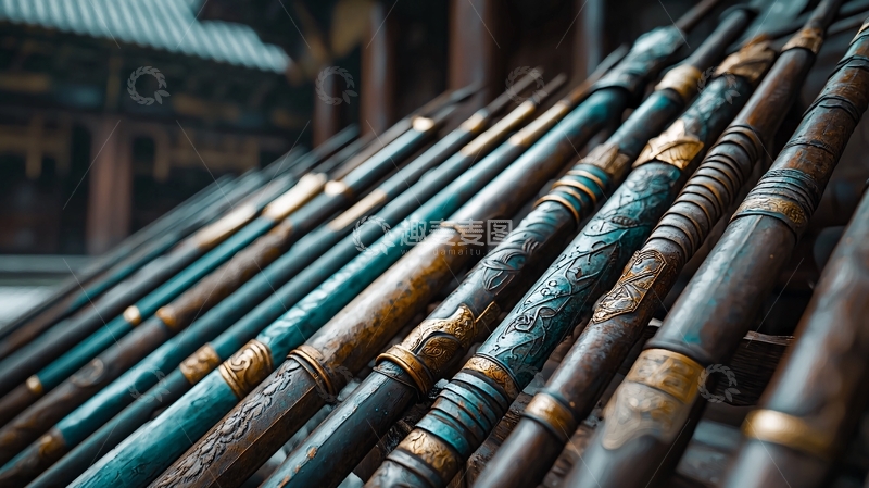 高清大图下载【趣麦麦图】古色古香的青铜长杆