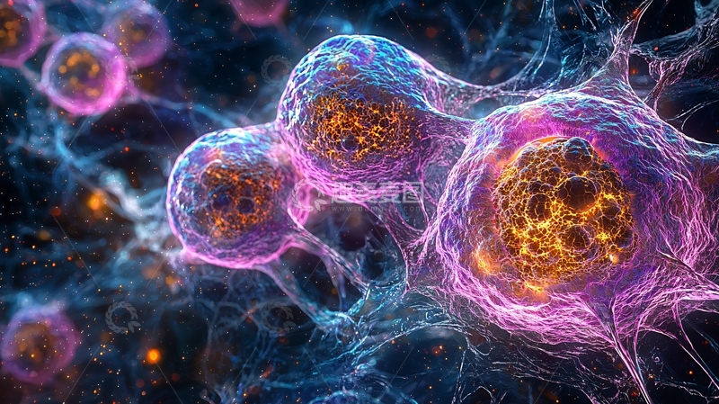 高清大图下载【趣麦麦图】粉色蓝色细胞组织特写
