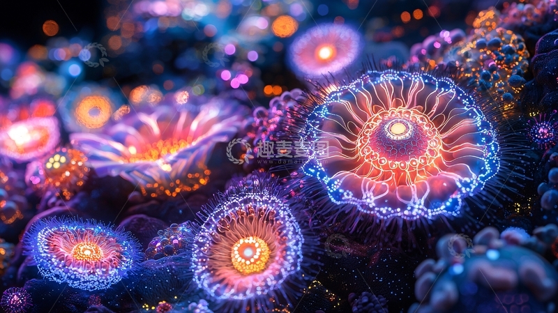 高清大图下载【趣麦麦图】奇幻发光海洋生物