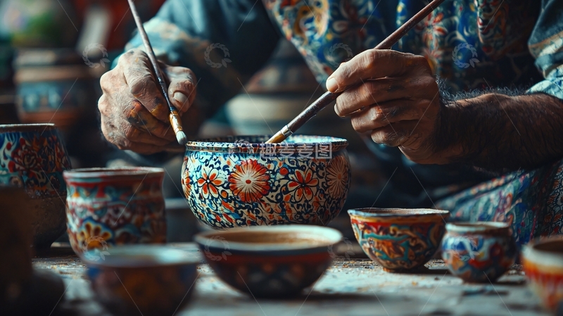 高清大图下载【趣麦麦图】手绘陶瓷碗