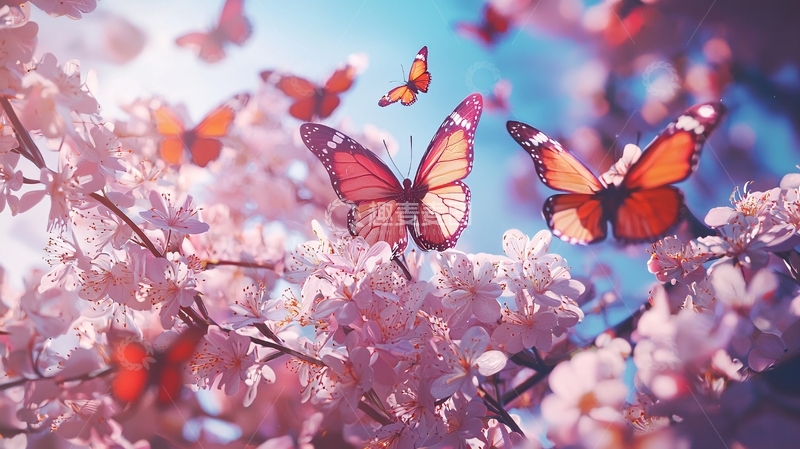 高清大图下载【趣麦麦图】春天蝴蝶花朵