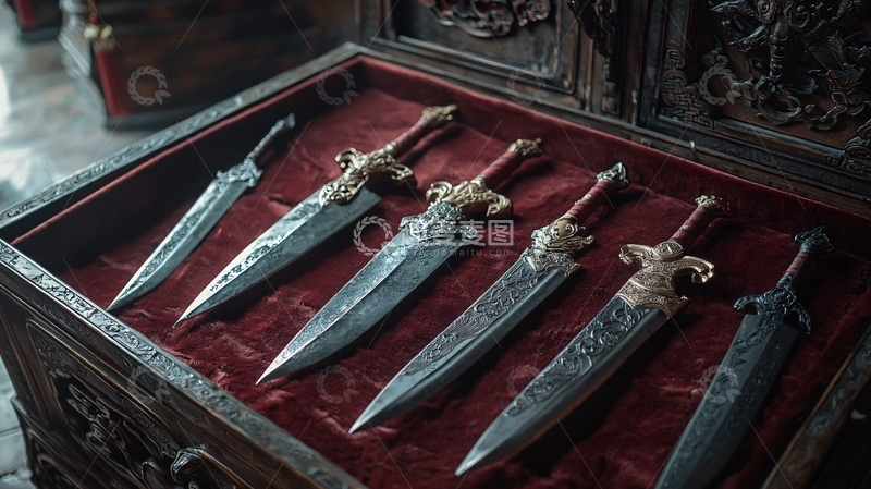 高清大图下载【趣麦麦图】宝箱里的精美匕首