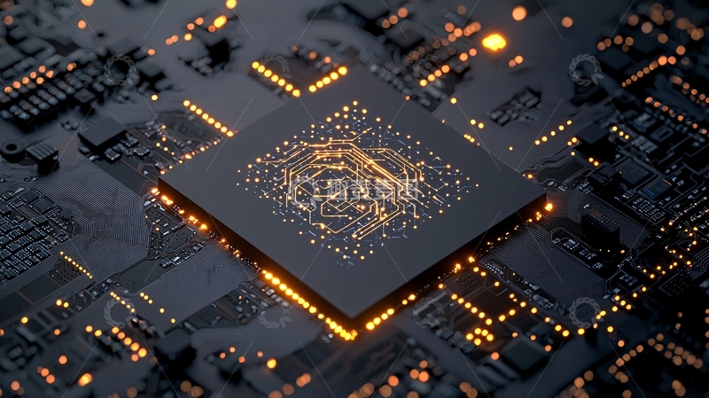 高清大图下载【趣麦麦图】芯片特写高科技纹理发光