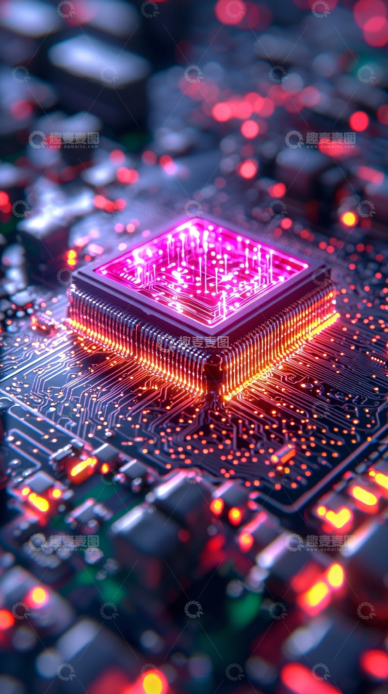 高清大图下载【趣麦麦图】发光芯片电路特写