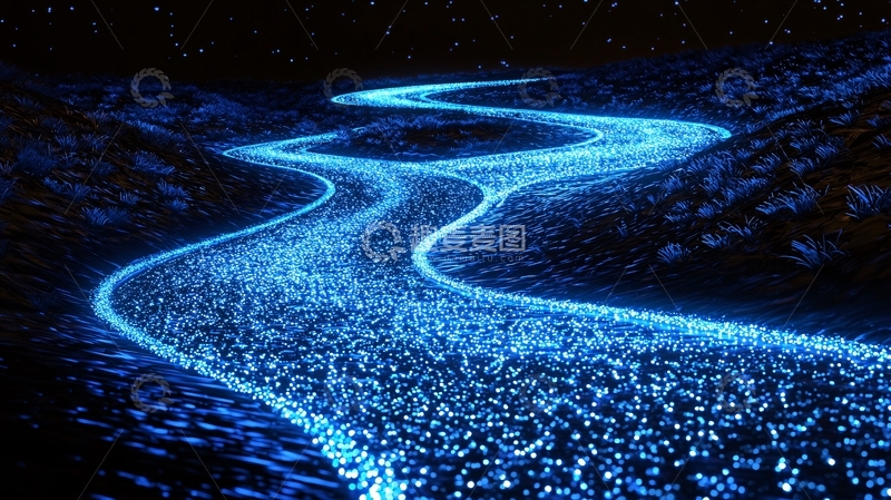 高清大图下载【趣麦麦图】夜幕下发光的河流
