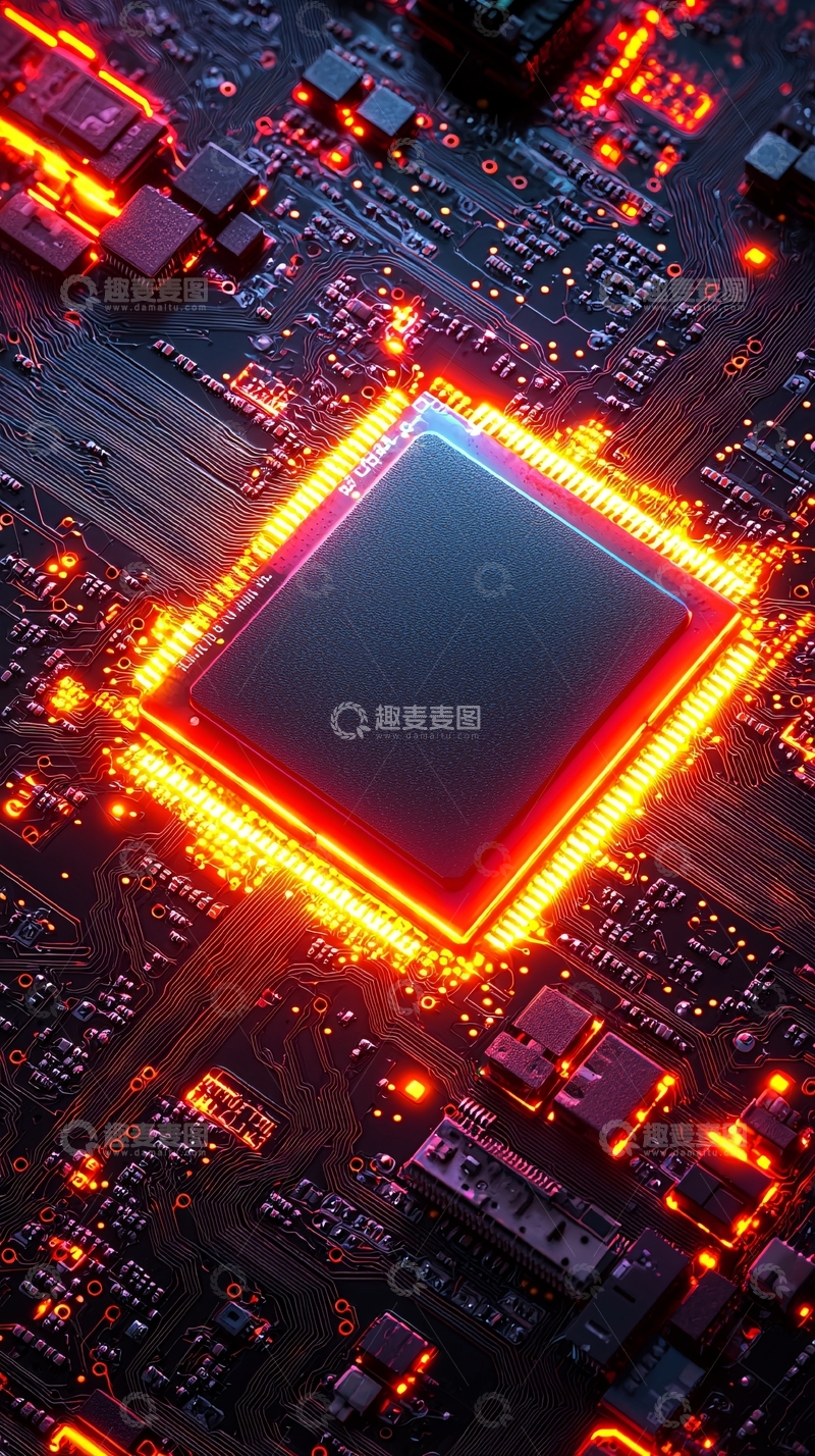 高清大图下载【趣麦麦图】发光芯片电路板