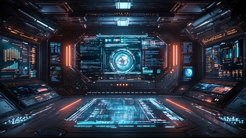 未来科技感控制室